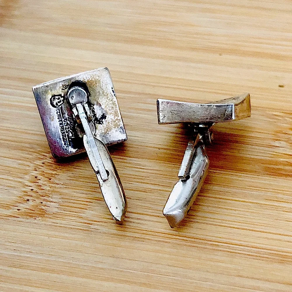 $36 Signed Vintage Estate Cufflinks Marked Temcha Bell 925 HECHO EN MEXICO